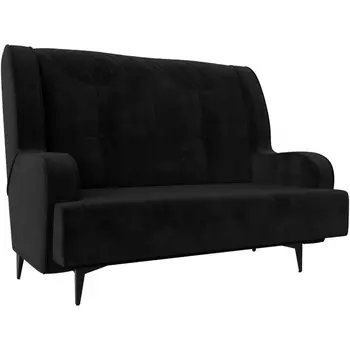Прямой диван Неаполь 2-х местный (велюр черный) Лига Диванов 113168