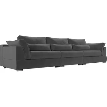 Прямой диван Пекин Long (велюр серый) Лига Диванов 115452