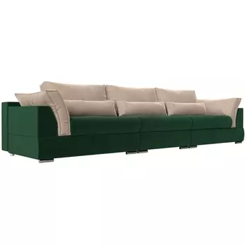 Прямой диван Пекин Long (велюр зеленый, подушки велюр бежевый) Лига Диванов 116051