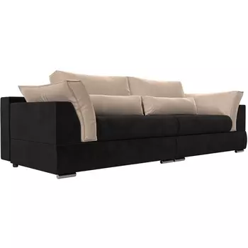 Прямой диван Пекин (велюр черный, подушки велюр бежевый) Лига Диванов 116093