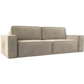 Прямой диван Прага классик (Микровельвет/Бежевый) Лига Диванов 116615