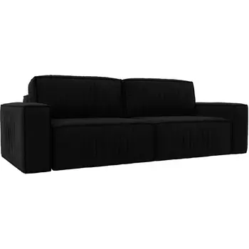 Прямой диван Прага классик (Микровельвет/Черный) Лига Диванов 116623