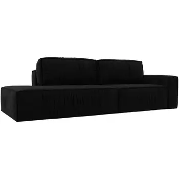 Прямой диван Прага модерн подлокотник справа (Микровельвет/Черный) Лига Диванов 116803