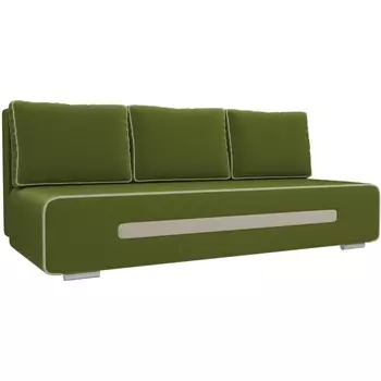 Прямой диван Приам (микровельвет зеленый, кант велюр бежевый) Лига Диванов 107404