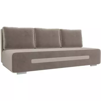 Прямой диван Приам (велюр коричневый, кант велюр бежевый) Лига Диванов 107398