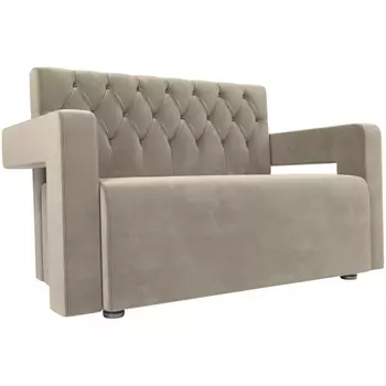 Прямой диван Рамос Люкс 2-х местный (микровельвет бежевый) Лига Диванов 109078