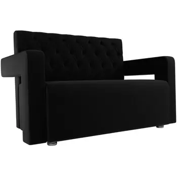 Прямой диван Рамос Люкс 2-х местный (микровельвет черный) Лига Диванов 109085