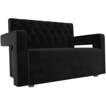 Прямой диван Рамос Люкс 2-х местный (велюр черный) Лига Диванов 109077