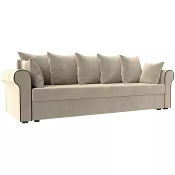 Прямой диван Рейн (микровельвет бежевый, кант микровельвет коричневый) Лига Диванов 112554