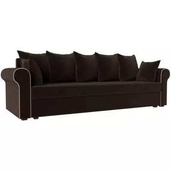 Прямой диван Рейн (микровельвет коричневый, кант микровельвет бежевый) Лига Диванов 112559