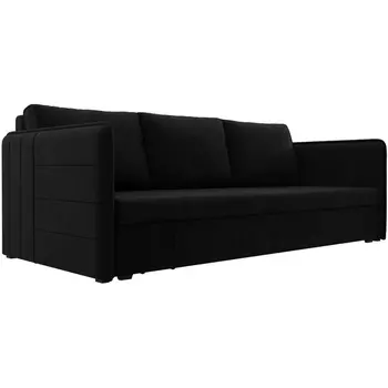 Прямой диван Слим (Микровельвет/Черный) Лига Диванов 119812