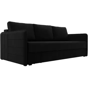 Прямой диван Слим НПБ (Микровельвет/Черный) Лига Диванов 119789