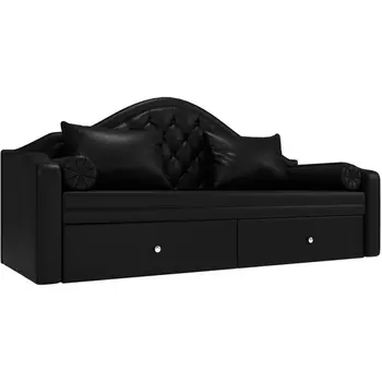 Прямой диван софа Сойер (экокожа черная) Лига Диванов 100589