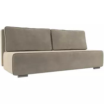 Прямой диван Уно (основа микровельвет бежевый, кант микровельвет коричневый) Лига Диванов 113249