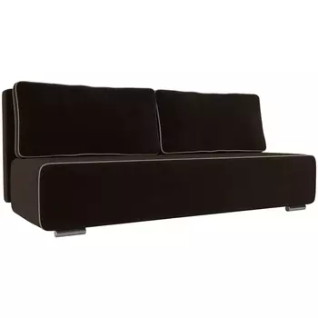 Прямой диван Уно (основа микровельвет коричневый, кант микровельвет бежевый) Лига Диванов 113254