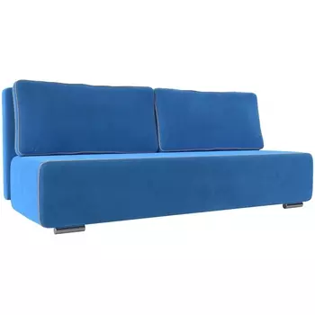 Прямой диван Уно (основа велюр голубой, кант велюр бежевый) Лига Диванов 113241