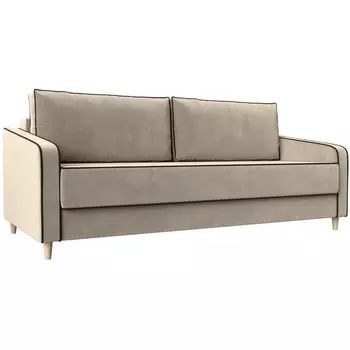 Прямой диван Варшава (Микровельвет/Бежевый,Коричневый) Лига Диванов 116955