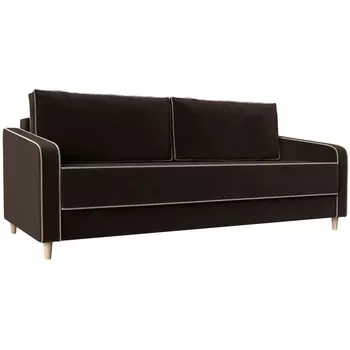 Прямой диван Варшава (Микровельвет/Бежевый,Коричневый) Лига Диванов 116965