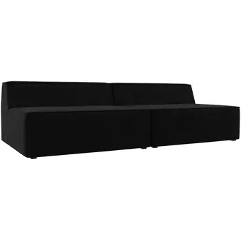 Прямой модульный диван Монс (Микровельвет/Черный) Лига Диванов 119378