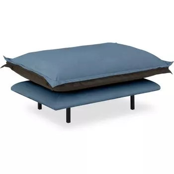 Пуф Barcelona ОГОГО (арт.850181), (Велюр,Экокожа/Голубой,Коричневый) ОГОГО Обстановочка!