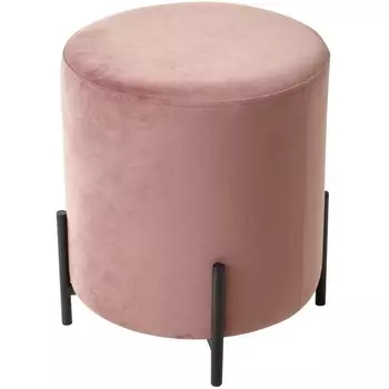 Пуф для гостиной ФЕЛИКС круглый розовый #15, велюр / черный каркас М-City M-City