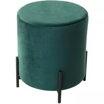 Пуф для гостиной ФЕЛИКС круглый зеленый #19, велюр / черный каркас М-City M-City