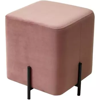 Пуф для гостиной ФЕЛИКС квадратный розовый #15, велюр / черный каркас М-City M-City