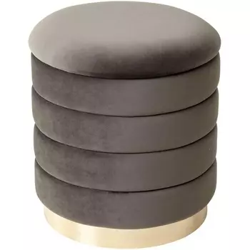 Пуф для гостиной ФРЕД графит #14, велюр / золотой каркас М-City M-City