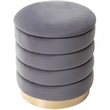 Пуф для гостиной ФРЕД серый #27, велюр / золотой каркас М-City M-City