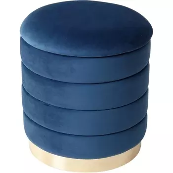 Пуф для гостиной ФРЕД синий #29, велюр / золотой каркас М-City M-City