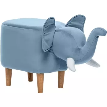 Пуф Leset Slon COMBI (Фанера,Массив дерева,Велюр/Синий,Белый) арт.2500000189944