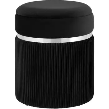 Пуф Миранда с ящиком серебро велюр черный УТ000036072 Stool Group