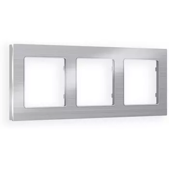 Рамка Ambrella Volt ALFA Platos (Серебро Металл шлифованный) 3-ая AF550103