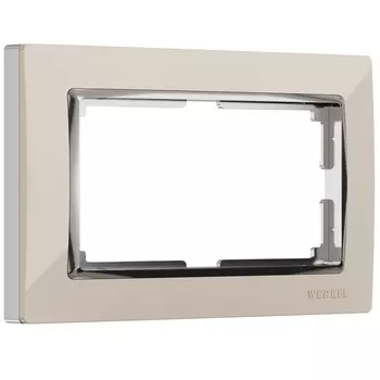 Рамка для двойной розетки Snabb (слоновая кость/хром) Werkel W0081903 (a051648)