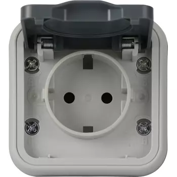 Рамка с крышкой для скрытой установки розетки одиночный, цвет серый, IP55, серия W55 Donel W55 DIP62040