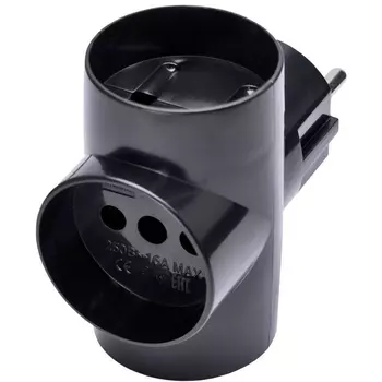 Разветвительна 3 гнезда без заземления (черный) Stekker 39001