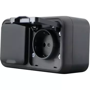 Розетка 2-я с защитной крышкой, 2К+З, накладная, цвет антрацит Donel W55 DIP28828