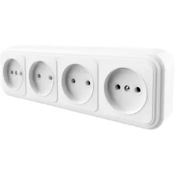 Розетка 4-х местная без заземления (белый) Stekker Брест 39701