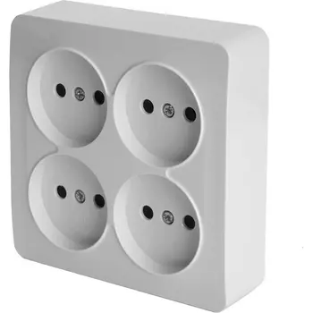 Розетка 4-х местная без заземления (белый) Stekker София 49309