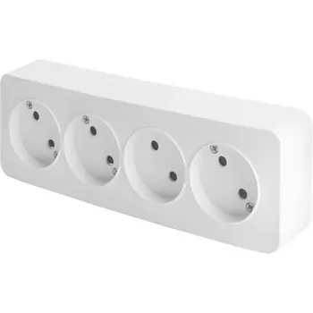 Розетка 4-х местная без заземления (белый) Stekker София 49307