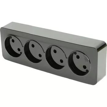 Розетка 4-х местная без заземления (черный матовый) Stekker София 49504