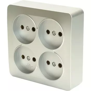 Розетка 4-х местная без заземления (серебро) Stekker София 49333