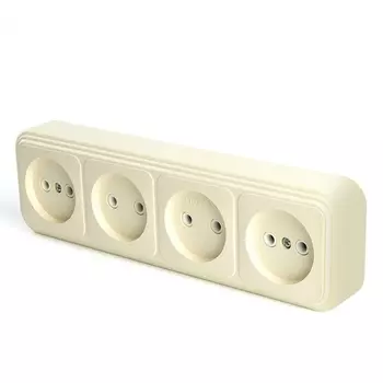 Розетка 4-х местная без заземления (слоновая кость) Stekker Брест 49053