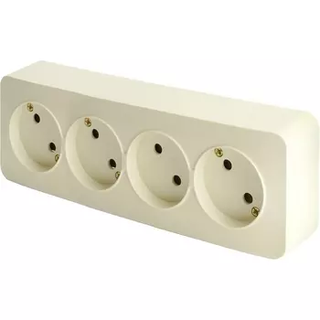 Розетка 4-х местная без заземления (слоновая кость) Stekker София 49503