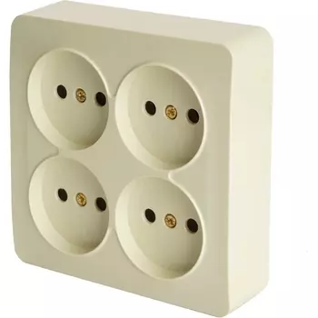 Розетка 4-х местная без заземления (слоновая кость) Stekker София 49507