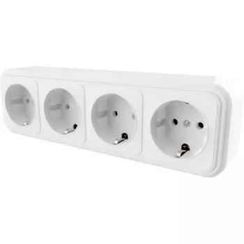 Розетка 4-х местная с заземлением (белый) Stekker Брест 39703