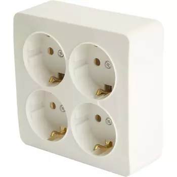Розетка 4-х местная с заземлением (белый) Stekker София 49310