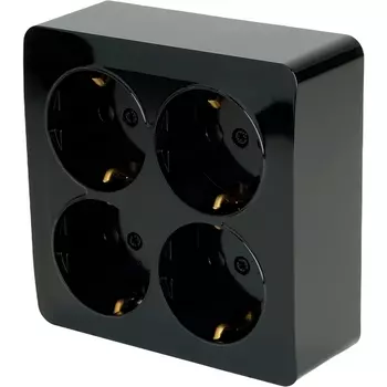 Розетка 4-х местная с заземлением (черный) Stekker София 49322