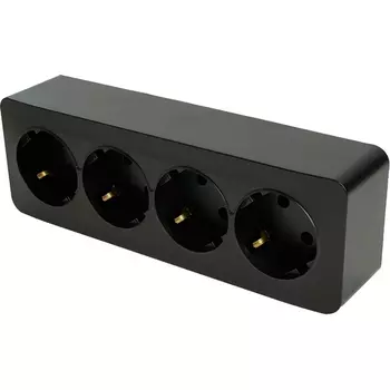 Розетка 4-х местная с заземлением (черный матовый) Stekker София 49506