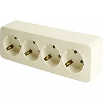 Розетка 4-х местная с заземлением (слоновая кость) Stekker София 49505